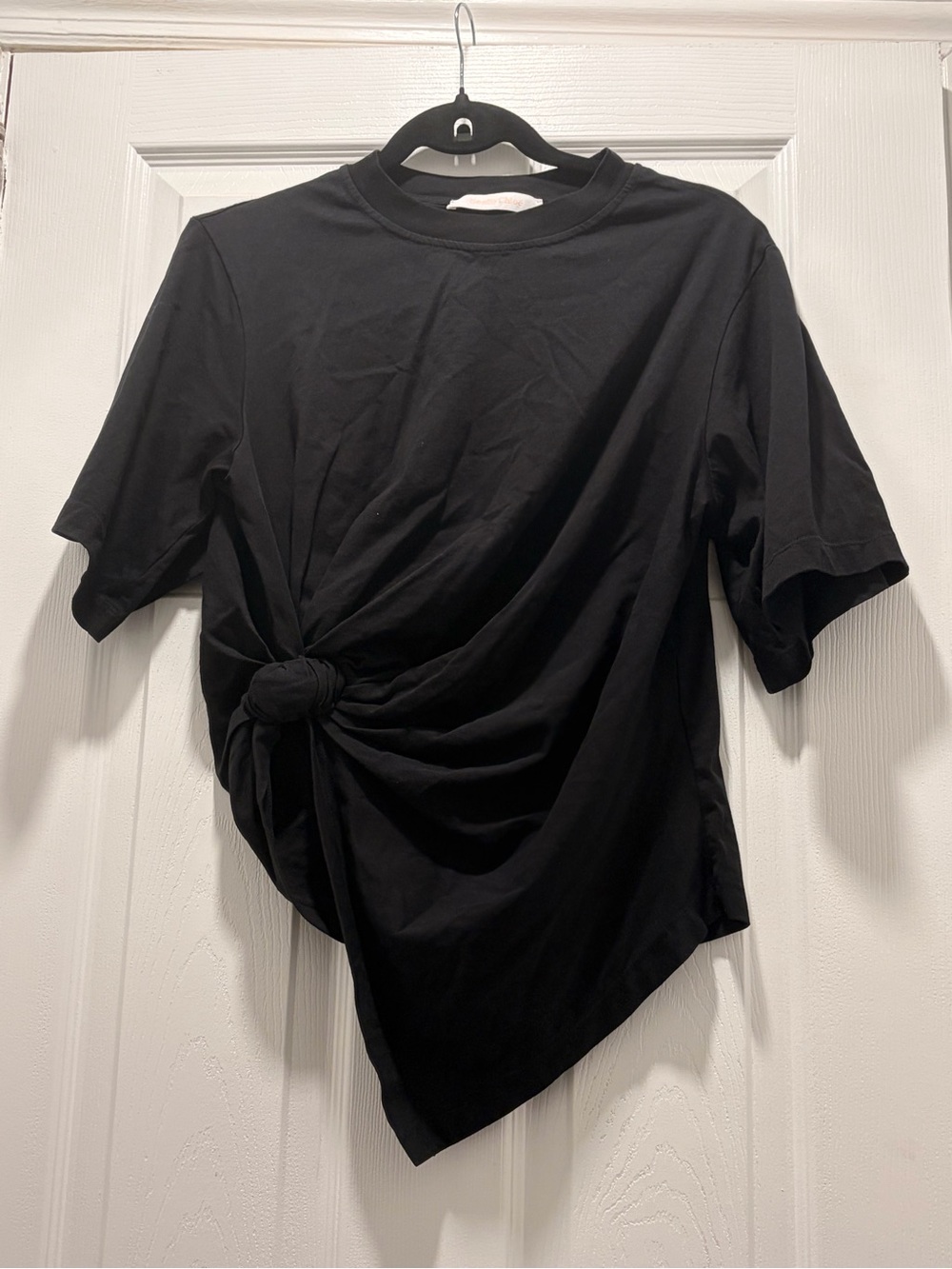 See By Chloé Black Short-Sleeve Side Knot Tee
